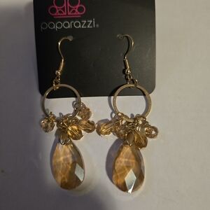 paparazzi Gold Teardrop Cluster Dangle Earrings